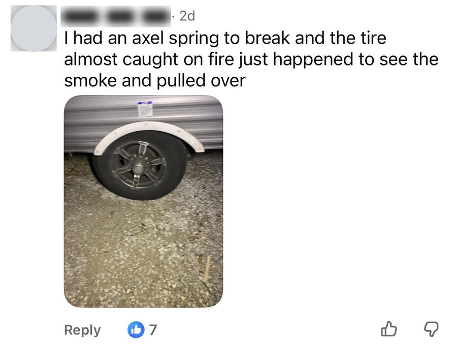 Trailer owner's post about a tire that almost caught fire